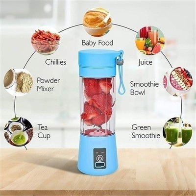 Rechargeable Portable Mini Juicer Blender – 6 Blades, 380ml Outdoor Juicing Cup